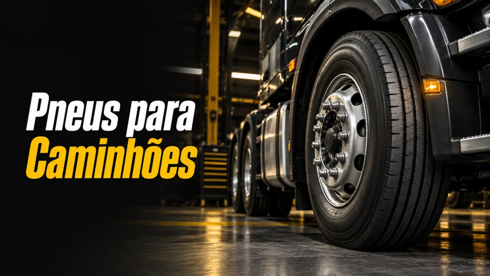 Pneus para caminhões: detalhe de pneu e roda de caminhão